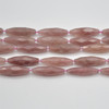 High Quality Grade A Natural Strawberry Quartz Faceted Rice Semi-precious Gemstone Beads - approx 30mm x 10mm - 15" long strand