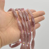 High Quality Grade A Natural Strawberry Quartz Faceted Rice Semi-precious Gemstone Beads - approx 30mm x 10mm - 15" long strand