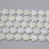 High Quality Grade A Natural White Snow Jade Semi-precious Gemstone Flower Shaped Beads - approx 15" - 16" strand