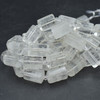 High Quality Grade A Natural Clear Quartz Semi-precious Gemstone Faceted Tube Beads - approx 15" strand