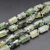 High Quality Grade A Natural Prehnite Semi-precious Gemstone Faceted Tube Beads - approx 15" strand