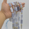 High Quality Grade A Natural Blue Lace Agate Semi-precious Gemstone Pillow / Rectangle / Pendant / Beads - approx 15" strand