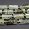 High Quality Grade A Natural Prehnite Semi-precious Gemstone Pillow / Rectangle / Pendant / Beads - approx 15" strand