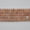 High Quality Grade A Natural Hand Polished Peach Moonstone Semi-Precious Gemstone Rondelle / Spacer Beads - approx 10mm x 5mm - 15" strand