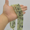 High Quality Grade A Natural Hand Polished Prehnite Semi-Precious Gemstone Rondelle / Spacer Beads - approx 10mm x 5mm - 15" strand