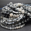 High Quality Grade A Natural Blue Rutilated Quartz Semi-Precious Gemstone Round Beads - 4mm, 6mm, 8mm, 10mm sizes - 15" long