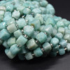 High Quality Grade A Natural Amazonite Faceted Cube Semi-precious Gemstone Beads - 8mm - 15" long strand