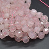 High Quality Grade A Natural Rose Quartz Faceted Cube Semi-precious Gemstone Beads - 8mm - 15" long strand