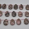 Natural Rhodonite Teardrop Shaped Semi-precious Gemstone Pendant - Approx  3.5cm x 2.5cm - 1  count