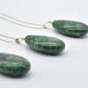 Natural Ruby Zoisite Teardrop Shaped Semi-precious Gemstone Pendant - approx length 3.5cm - 4cm