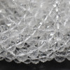 Natural Clear Quartz Semi-Precious Gemstone Diamond Cut Faceted Round Beads - 4mm, 6mm, 8mm, 10mm sizes - 14" long