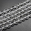 Natural Clear Quartz Semi-Precious Gemstone Diamond Cut Faceted Round Beads - 4mm, 6mm, 8mm, 10mm sizes - 14" long