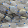Raw Hand Polished Natural Labradorite Semi-precious Gemstone Nugget Beads - approx 15mm x 12mm  - approx 15" long strand