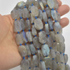 Raw Hand Polished Natural Labradorite Semi-precious Gemstone Nugget Beads - approx 15mm x 12mm  - approx 15" long strand