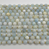 Grade A Natural Aquamarine Semi-precious Gemstone Double Tip FACETED Round Beads - 9mm x 10mm - 15" strand