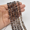 High Quality Grade A Natural Smoky Quartz Semi-precious Gemstone FACETED Square Beads - 8mm - Approx 15" strand