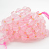 Grade A Natural Rose Quartz Semi-precious Gemstone Double Tip FACETED Round Beads - 9mm x 10mm - 15" strand