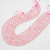 Grade A Natural Rose Quartz Semi-precious Gemstone Double Tip FACETED Round Beads - 9mm x 10mm - 15" strand