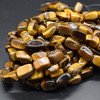 Natural Tiger's Eye Semi-precious Gemstone Large Nugget Beads - approx 12mm - 16mm x 10mm - 12mm - 15" long