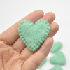 100% Wool Felt Flat Fabric Sewn / Stitched Felt Heart - 20 Count - approx 4cm - Aquamarine Green