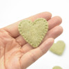 100% Wool Felt Flat Fabric Sewn / Stitched Felt Heart - 20 Count - approx 4cm - Light Yellow Green
