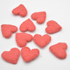 100% Wool Felt Flat Fabric Sewn / Stitched Felt Heart - 20 Count - approx 4cm - Salmon Red