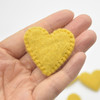 100% Wool Felt Flat Fabric Sewn / Stitched Felt Heart - 20 Count - approx 4cm - Light Mustard Yellow