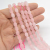 High Quality Grade A Natural Rose Quartz FROSTED MATT Rice Semi-precious Gemstone Beads - approx 8mm x 6mm - 15" strand