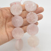 High Quality Grade A Natural Rose Quartz Semi-precious Gemstone FROSTED MATTE Disc Coin Beads - approx 25mm - 15" strand