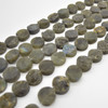 High Quality Grade A Natural Labradorite Semi-precious Gemstone FROSTED MATTE Disc Coin Beads - approx 20mm - 15" strand