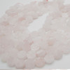 High Quality Grade A Natural Rose Quartz Semi-precious Gemstone FROSTED MATTE Disc Coin Beads - approx 15mm - 15" strand