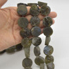 High Quality Grade A Natural Labradorite Semi-precious Gemstone FROSTED MATTE Disc Coin Beads - approx 15mm - 15" strand