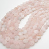High Quality Grade A Natural Rose Quartz Semi-precious Gemstone FROSTED MATTE Disc Coin Beads - approx 10mm - 15" strand