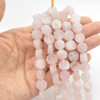 High Quality Grade A Natural Rose Quartz Semi-precious Gemstone FROSTED MATTE Disc Coin Beads - approx 10mm - 15" strand