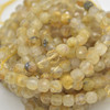 High Quality Grade A Natural Yellow Tourmalinated Quartz Semi-precious Gemstone Faceted Cube Beads - 3mm - 4mm - 15" strand