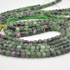 High Quality Grade A Natural Ruby Zoisite Semi-precious Gemstone Faceted Cube Beads - 3mm - 4mm - 15" strand