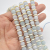 High Quality Grade A Natural Aquamarine Semi-precious Gemstone FACETED Lantern style Round Beads - 8mm - Approx 15" strand
