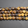 High Quality Grade A Natural Tiger's Eye Semi-precious Gemstone FACETED Coin Disc Beads - 6mm - 15" strand