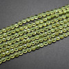 High Quality Grade A Natural Peridot Semi-precious Gemstone FACETED Coin Disc Beads - 4mm size - 15" strand