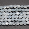 High Quality Grade A Natural Aquamarine Semi-precious Gemstone FACETED Coin Disc Beads - 3.5mm - 3.8mm size - 15" strand