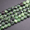 High Quality Grade A Natural Ruby Zoisite Semi-Precious Gemstone Faceted Coin Disc Beads - 6mm, 8mm sizes - 15" long