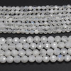 High Quality Grade A Natural Rainbow Moonstone Semi-Precious Gemstone Faceted Coin Disc Beads - 4mm, 6mm sizes - 15" long