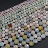 High Quality Grade A Natural Morganite Semi-Precious Gemstone Faceted Coin Disc Beads - 4mm, 6mm, 8mm, 10mm sizes - 15" long