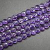 High Quality Grade A Natural Amethyst Semi-Precious Gemstone Faceted Coin Disc Beads - 4mm, 6mm, 8mm, 10mm sizes - 15" long