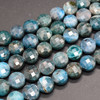 Natural Apatite Semi-Precious Gemstone Faceted Coin Disc Beads - 4mm, 6mm, 8mm, 10mm sizes - 15" long