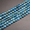 Natural Apatite Semi-Precious Gemstone Faceted Coin Disc Beads - 4mm, 6mm, 8mm, 10mm sizes - 15" long