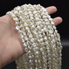 Natural White Freshwater Baroque Nugget Keshi Pearl Beads - Iridescent Rainbow Hue - Irregular Shapes - 7mm-8mm - 15"