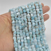 High Quality Grade A Natural Larimar Semi-precious Gemstone Faceted Cube Beads - 5mm - 6mm - 15" strand