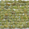 Raw Natural Green Garnet Semi-precious Gemstone Nugget Beads - approx 8mm - 10mm - approx 15" strand