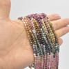 High Quality Grade A Natural Multi-colour Tourmaline Semi-Precious Gemstone FACETED Round Beads - approx 4mm - 15" strand